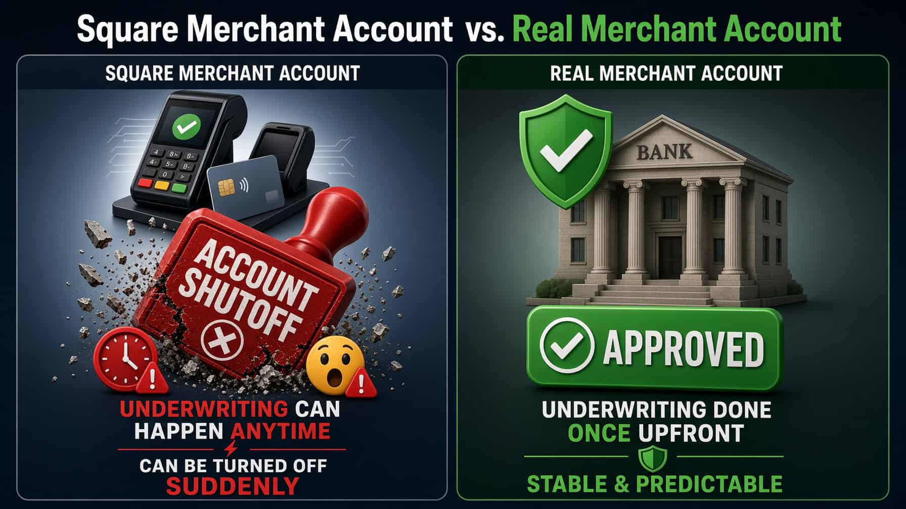 Square merchant account vs. real merchant account comparison